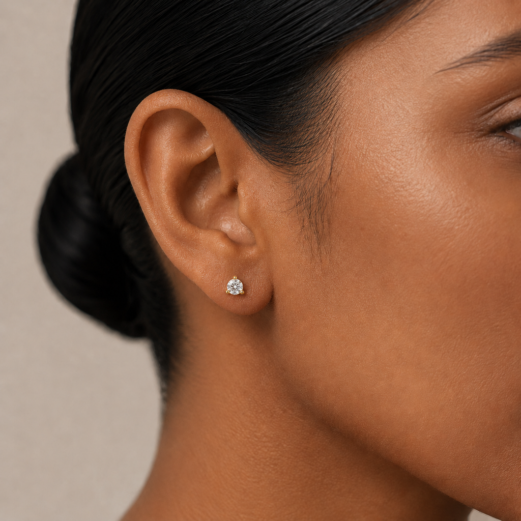 Martini setting diamond stud earrings