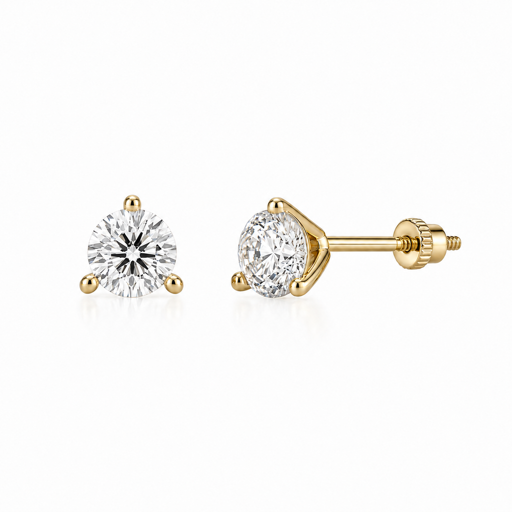 Martini setting diamond stud earrings
