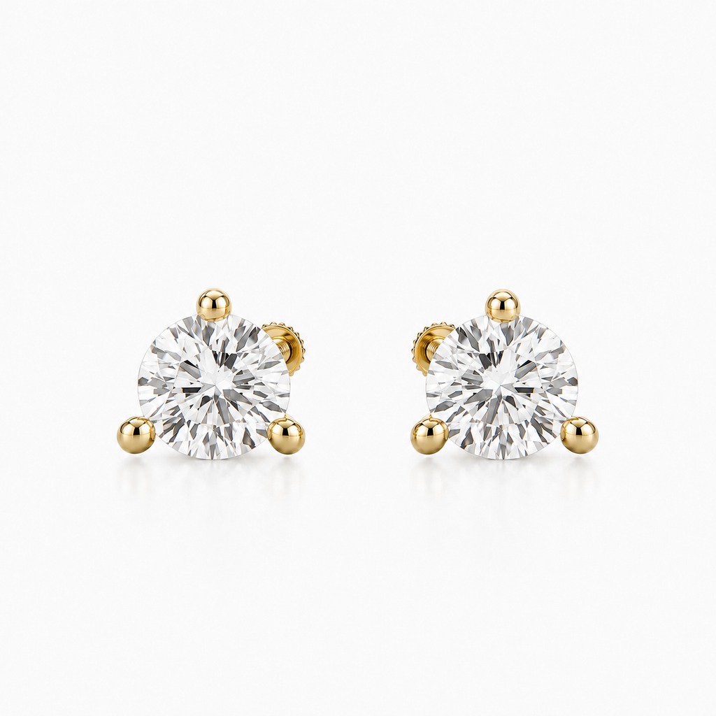 Martini setting diamond stud earrings