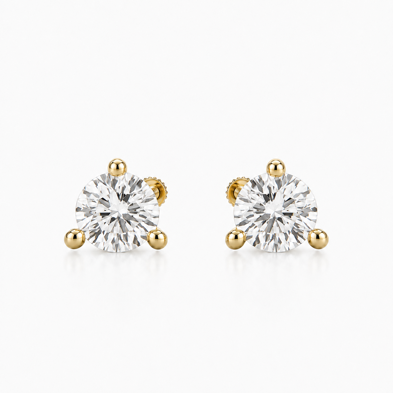 Martini setting diamond stud earrings